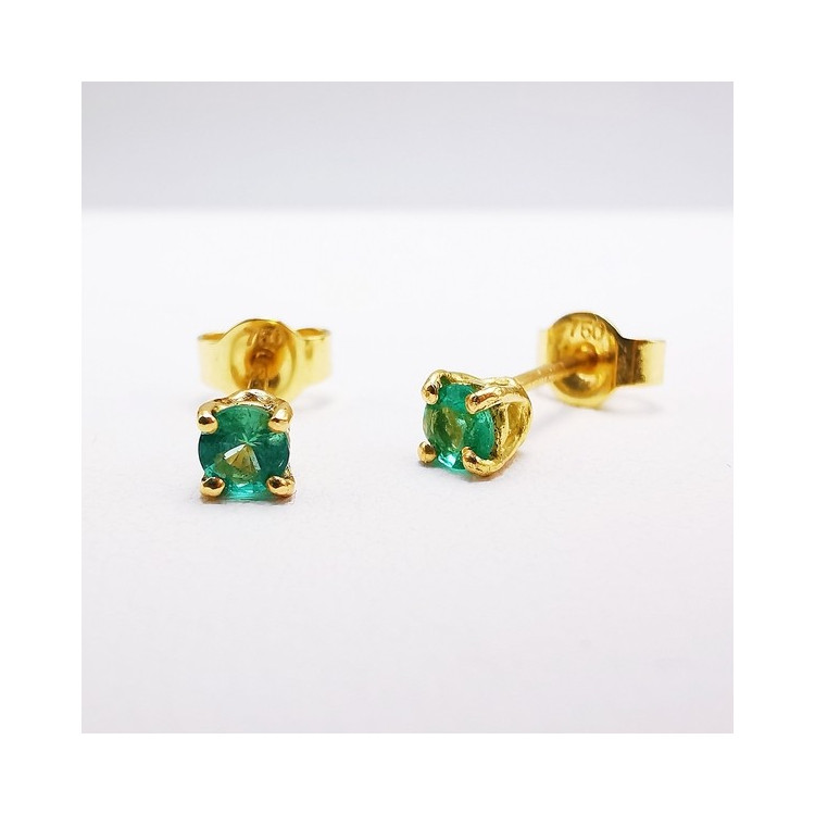 Boucles d'oreilles "Origine" Emeraude Petit Modèle Or Jaune 750 - 18 carats