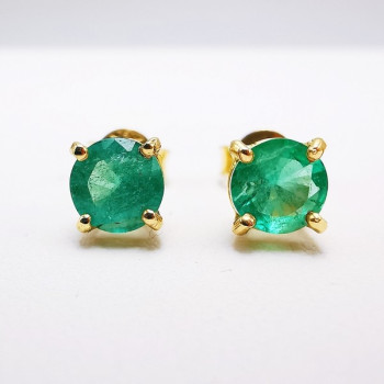 Boucles d'oreilles "Origine" Emeraude Grand Modèle Or Jaune 750 - 18 carats