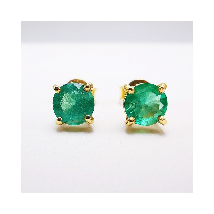 Boucles d'oreilles "Origine" Emeraude Grand Modèle Or Jaune 750 - 18 carats