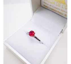 Bague "Origine" Rubis Grand Modèle Or Blanc 750 - 18 carats