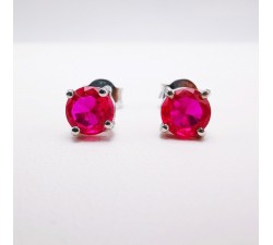Boucles d'oreilles "Origine" Rubis Grand Modèle Or Blanc 750 - 18 carats