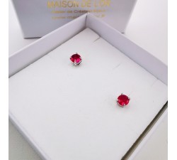 Boucles d'oreilles "Origine" Rubis Grand Modèle Or Blanc 750 - 18 carats