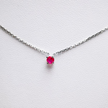 Collier "Origine" Rubis Petit Modèle Or Blanc 750 - 18 carats