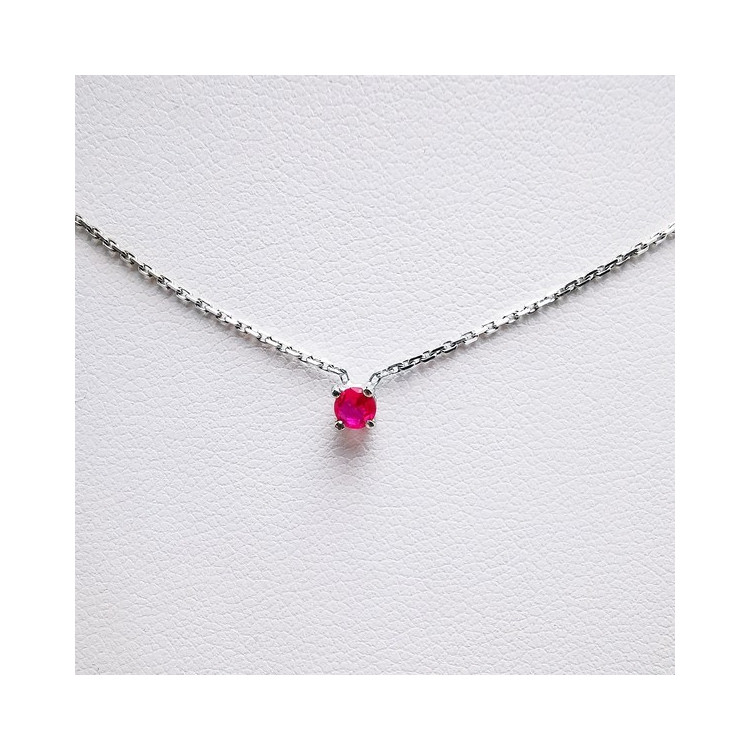 Collier "Origine" Rubis Petit Modèle Or Blanc 750 - 18 carats
