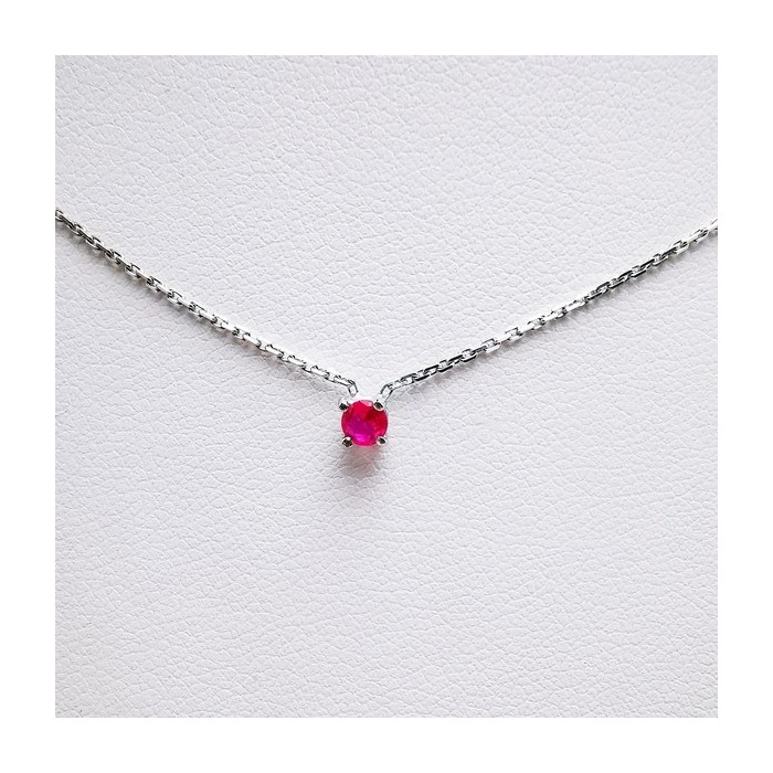 Collier "Origine" Rubis Petit Modèle Or Blanc 750 - 18 carats