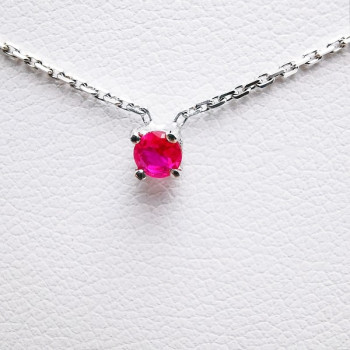 Collier "Origine" Rubis Petit Modèle Or Blanc 750 - 18 carats