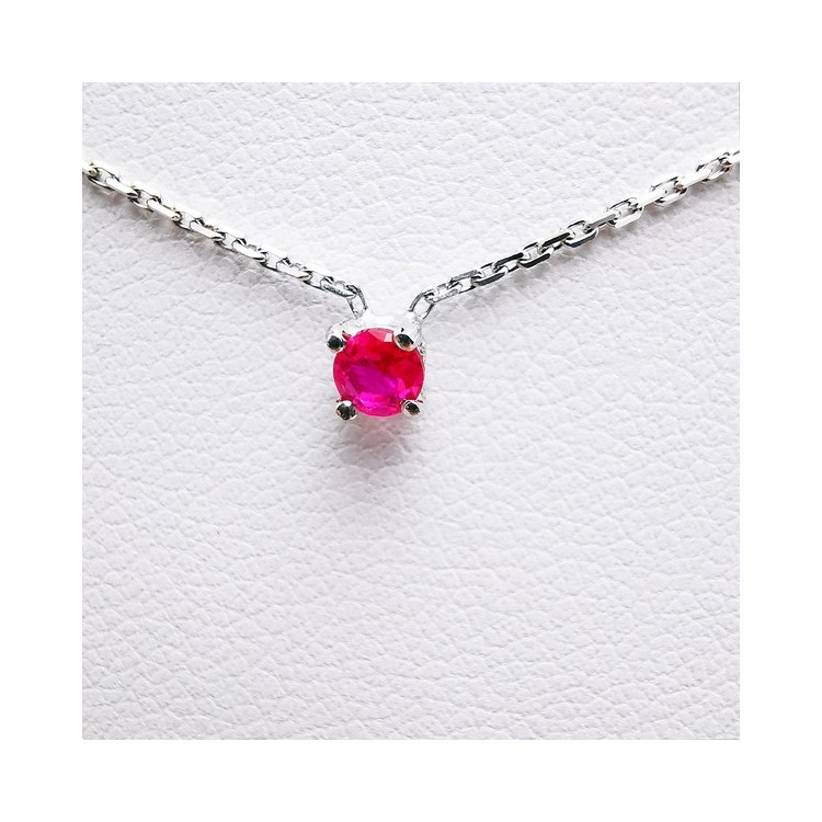 Collier "Origine" Rubis Petit Modèle Or Blanc 750 - 18 carats
