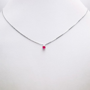 Collier "Origine" Rubis Petit Modèle Or Blanc 750 - 18 carats