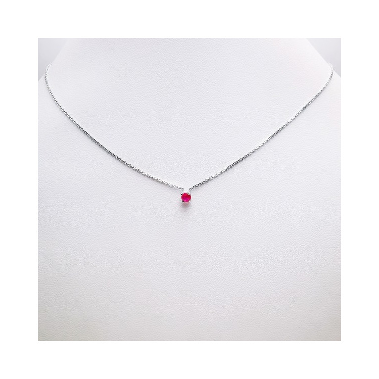Collier "Origine" Rubis Petit Modèle Or Blanc 750 - 18 carats