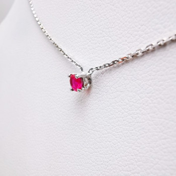 Collier "Origine" Rubis Petit Modèle Or Blanc 750 - 18 carats