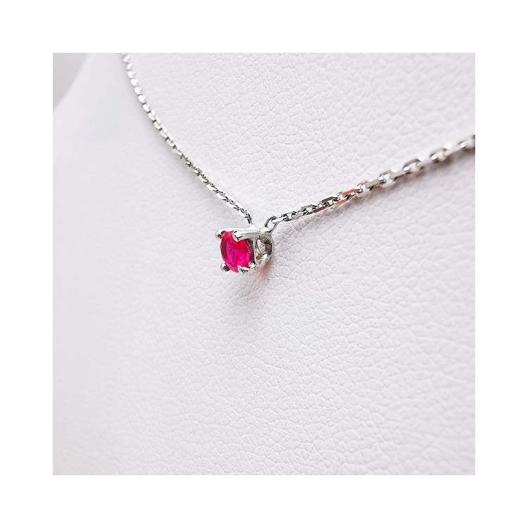Collier "Origine" Rubis Petit Modèle Or Blanc 750 - 18 carats