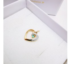 Pendentif Coeur Emeraude Or Jaune 750 - 18 carats