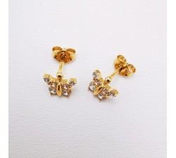 Boucles d'Oreilles Papillon Oxyde de Zirconium Or Jaune 750 - 18 carats