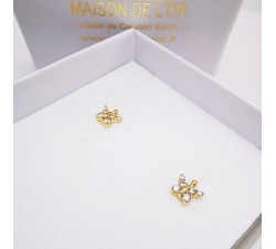 Boucles d'Oreilles Papillon Oxyde de Zirconium Or Jaune 750 - 18 carats