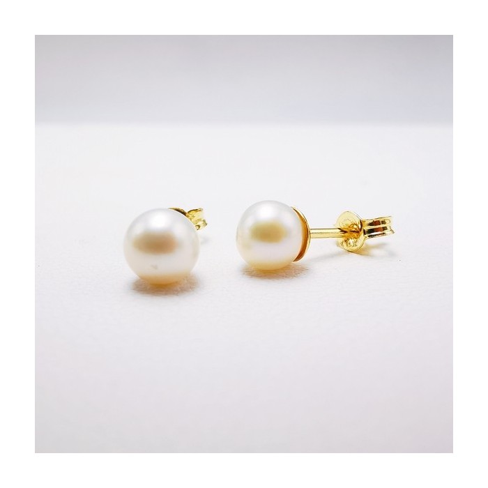 Boucles d'Oreilles Puces Perles Or Jaune 750 - 18 carats Boucles d'Oreilles Puces Perles Or Jaune 750 - 18 carats