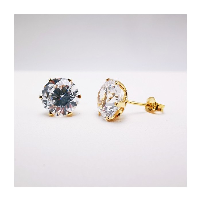 Boucles d'Oreilles Puces Oxydes de Zirconium Or Jaune 750 - 18 carats