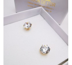 Boucles d'Oreilles Puces Oxydes de Zirconium Or Jaune 750 - 18 carats