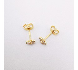 Boucles d'Oreilles Puces Fleur Oxydes de Zirconium Or Jaune 750 - 18 carats