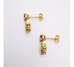 Boucles d'oreilles Améthystes et Péridots Or Jaune 750 - 18 carats