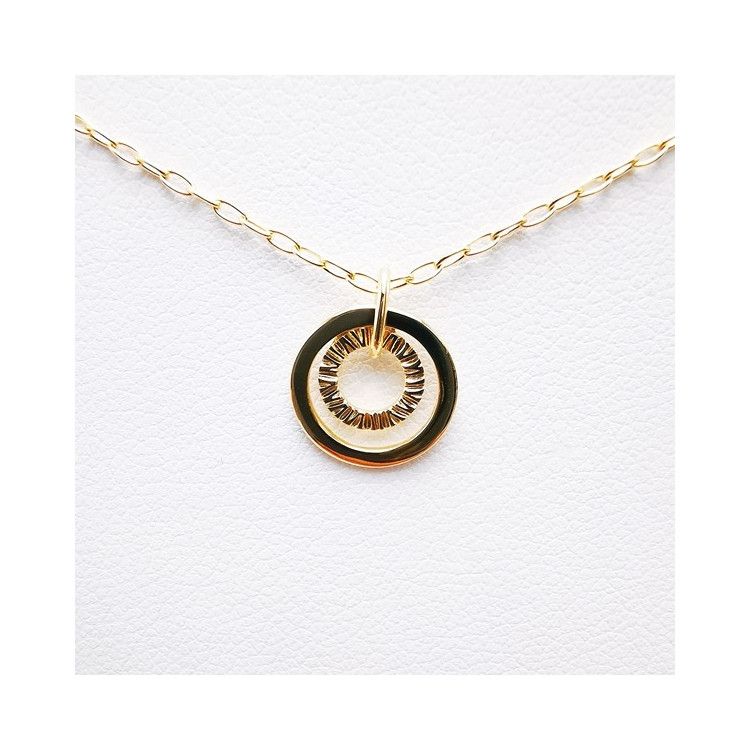 Collier Pendentif Ciselé Or Jaune 750 - 18 carats
