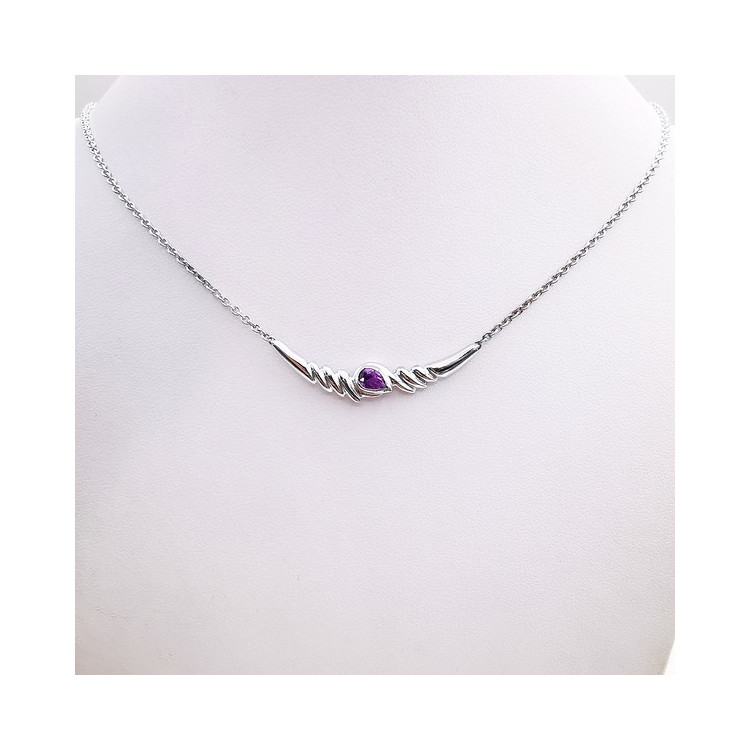 Collier Améthyste poire Or Blanc 750 - 18 carats