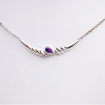 Collier Améthyste poire Or Blanc 750 - 18 carats