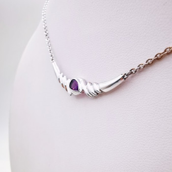 Collier Améthyste poire Or Blanc 750 - 18 carats