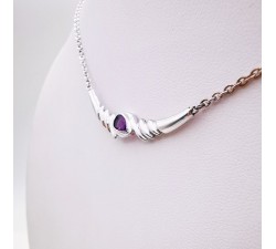 Collier Améthyste poire Or Blanc 750 - 18 carats