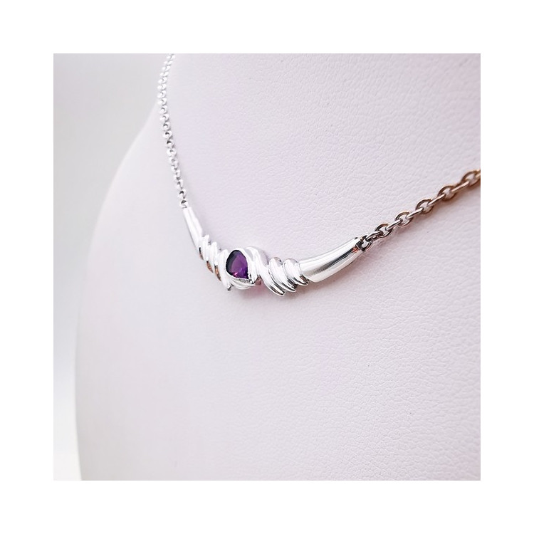 Collier Améthyste poire Or Blanc 750 - 18 carats