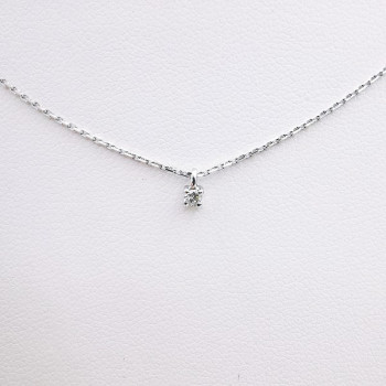 Collier Solitaire Diamant 0.04 ct Or Blanc 750 - 18 carats