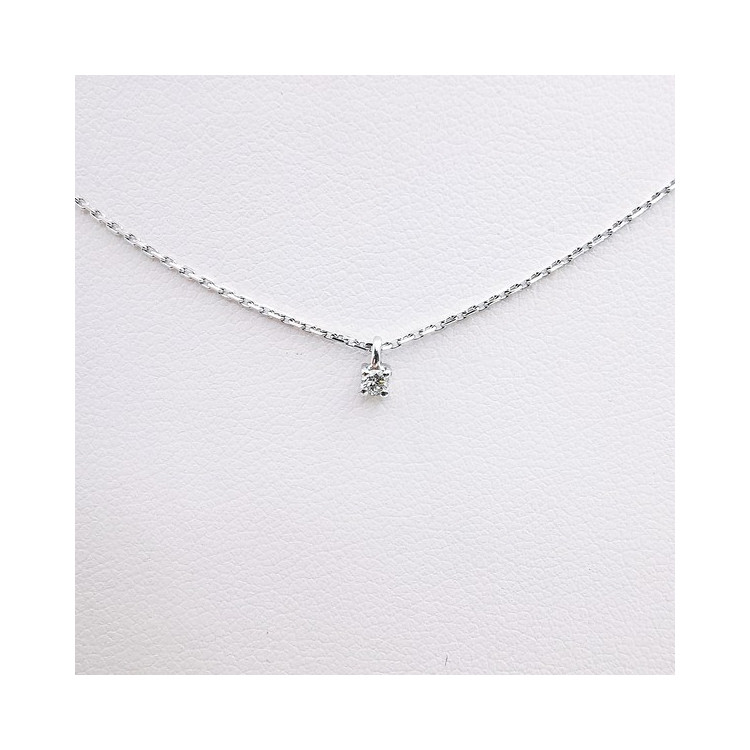 Collier Solitaire Diamant 0.04 ct Or Blanc 750 - 18 carats