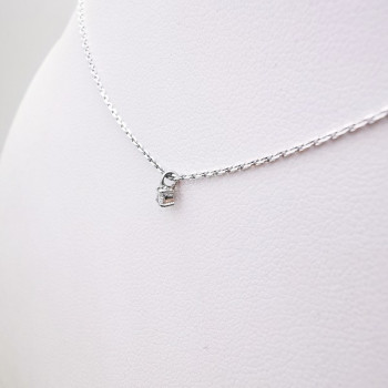 Collier Solitaire Diamant 0.04 ct Or Blanc 750 - 18 carats
