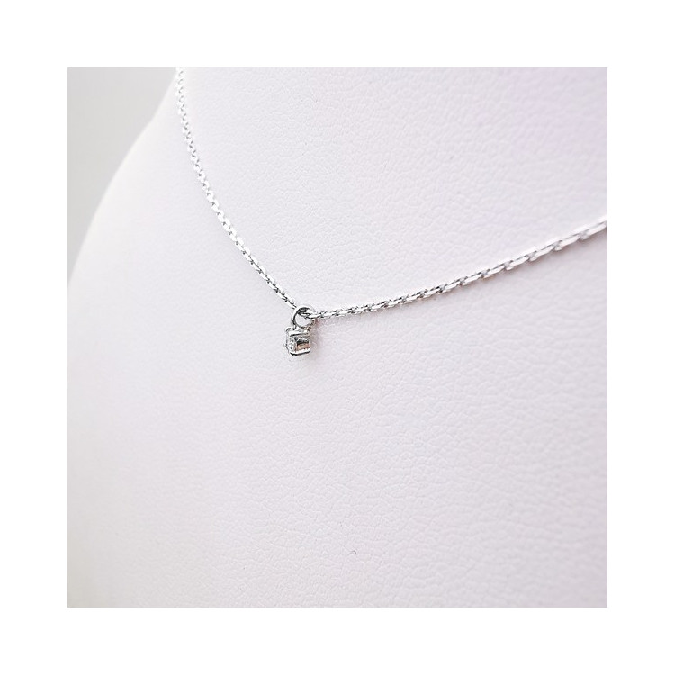 Collier Solitaire Diamant 0.04 ct Or Blanc 750 - 18 carats
