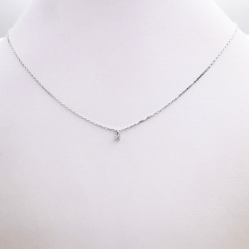 Collier Solitaire Diamant 0.04 ct Or Blanc 750 - 18 carats