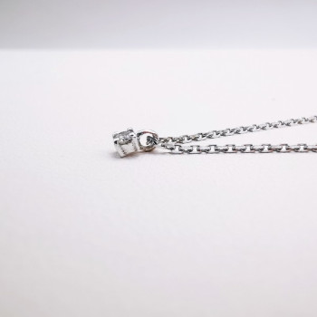 Collier Solitaire Diamant 0.04 ct Or Blanc 750 - 18 carats