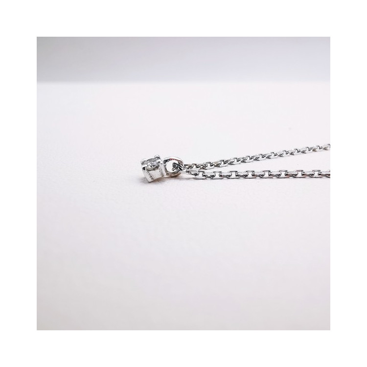 Collier Solitaire Diamant 0.04 ct Or Blanc 750 - 18 carats