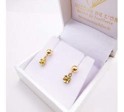 Boucles d'Oreilles Fleurs Or Jaune 750 - 18 carats