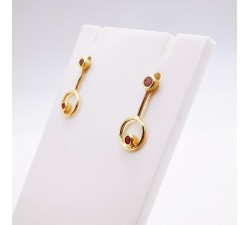 Boucles d'Oreilles pendantes Spinelles roses et Rubis Or Jaune 750 - 18 carats