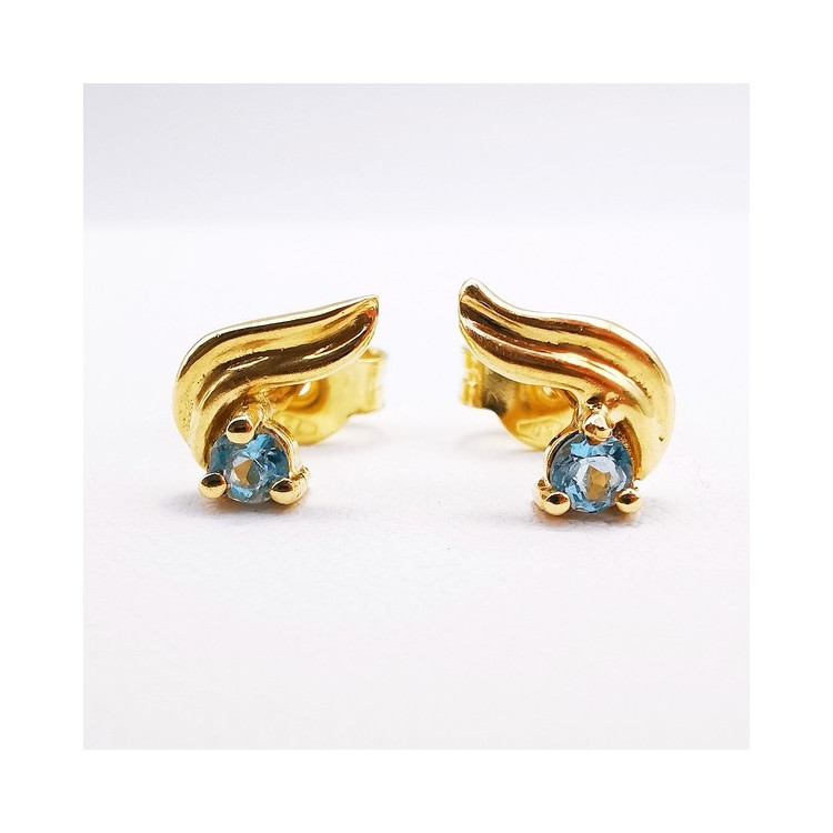 Boucles d'Oreilles Aigue Marine Or Jaune 750 - 18 carats