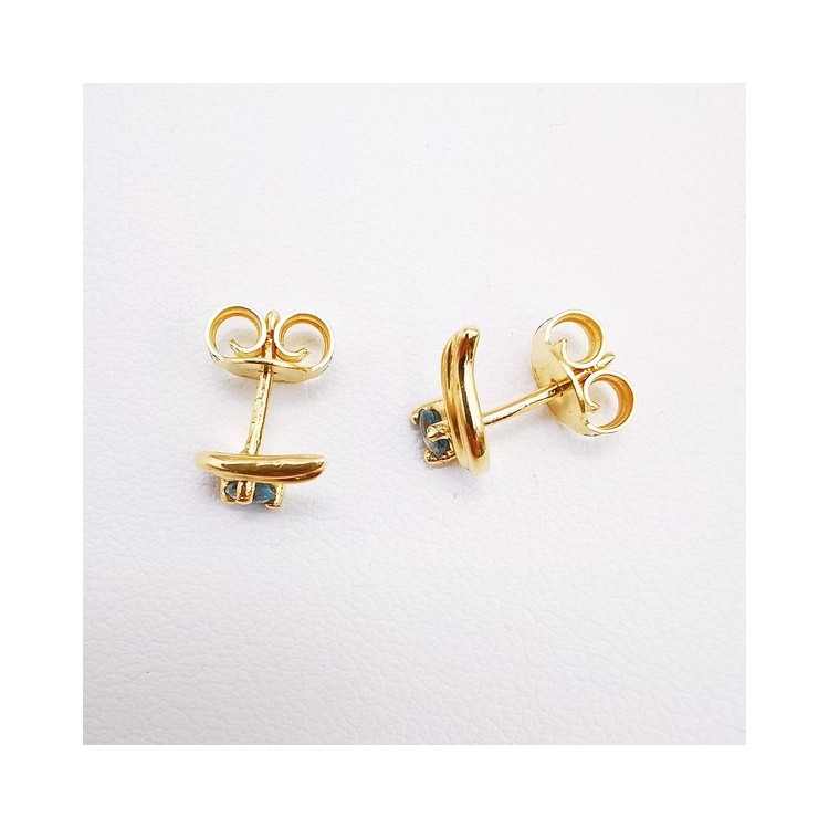 Boucles d'Oreilles Aigue Marine Or Jaune 750 - 18 carats
