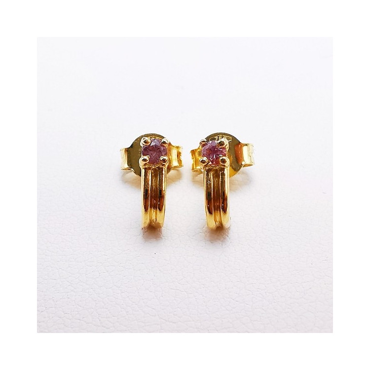 Boucles d'Oreilles Tourmaline rose Or Jaune 750 - 18 carats