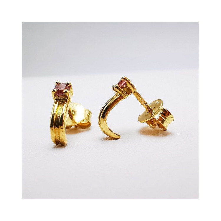 Boucles d'Oreilles Tourmaline rose Or Jaune 750 - 18 carats