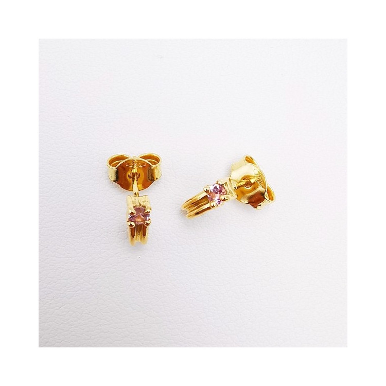 Boucles d'Oreilles Tourmaline rose Or Jaune 750 - 18 carats