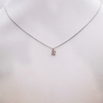 Collier Solitaire Diamant 0.18 ct Or Blanc 750 - 18 carats