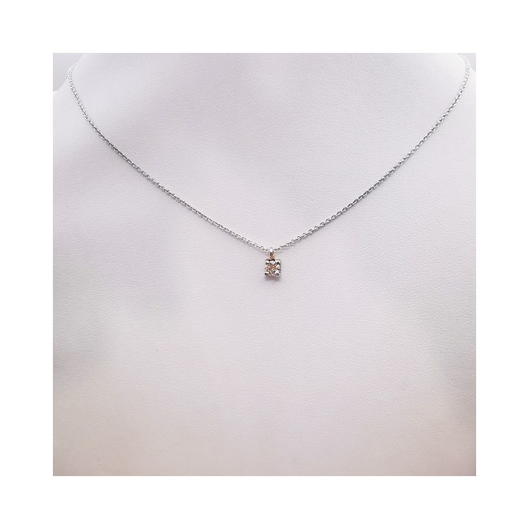 Collier Solitaire Diamant 0.18 ct Or Blanc 750 - 18 carats