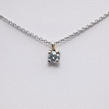 Collier Solitaire Diamant 0.18 ct Or Blanc 750 - 18 carats