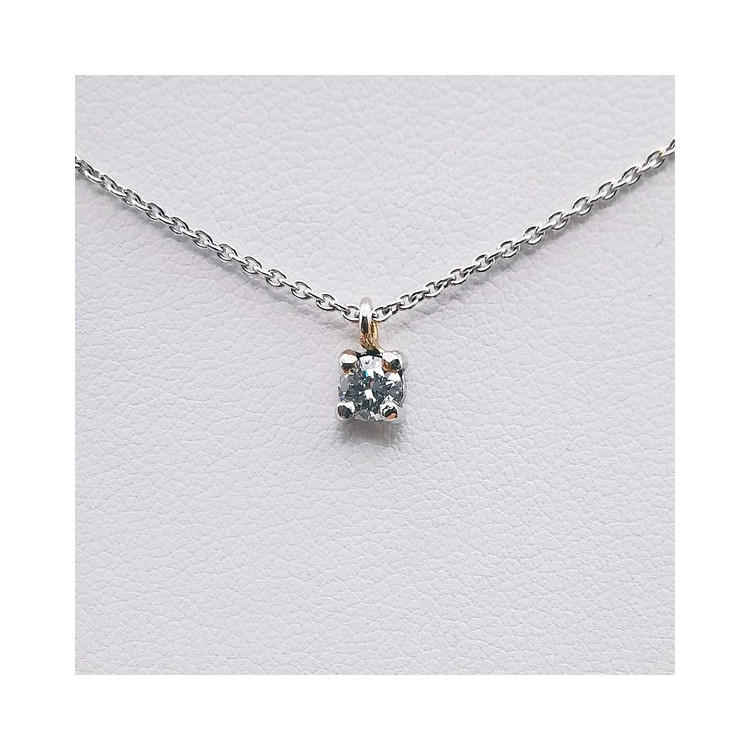 Collier Solitaire Diamant 0.18 ct Or Blanc 750 - 18 carats