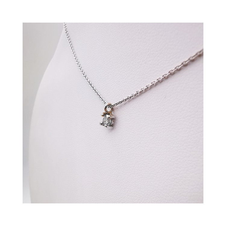 Collier Solitaire Diamant 0.18 ct Or Blanc 750 - 18 carats