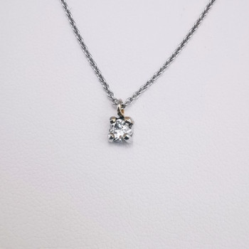 Collier Solitaire Diamant 0.18 ct Or Blanc 750 - 18 carats