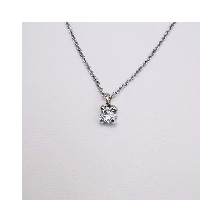 Collier Solitaire Diamant 0.18 ct Or Blanc 750 - 18 carats